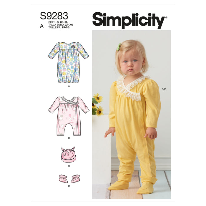 Simplicity Sewing Pattern 9283 Infants' Knit Gathered Gown and Jumpsuit from Jaycotts Sewing Supplies