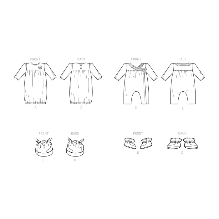 Simplicity Sewing Pattern 9283 Infants' Knit Gathered Gown and Jumpsuit from Jaycotts Sewing Supplies