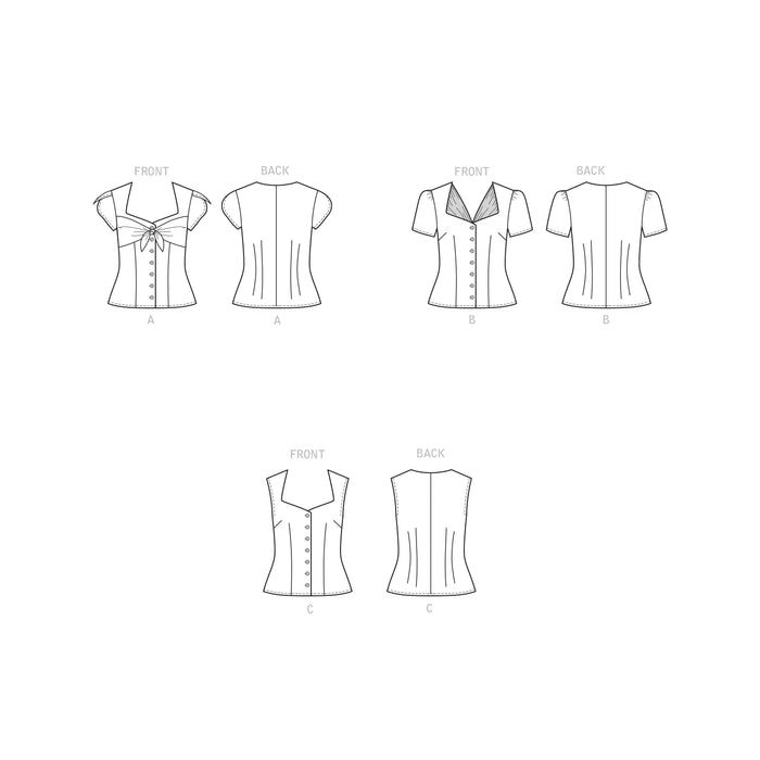 Simplicity Vintage Sewing Pattern 9287 Sweetheart-Neckline Blouses from Jaycotts Sewing Supplies
