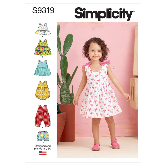 Simplicity Sewing Pattern S9319 Toddlers' Top, Dresses, Rompers from Jaycotts Sewing Supplies