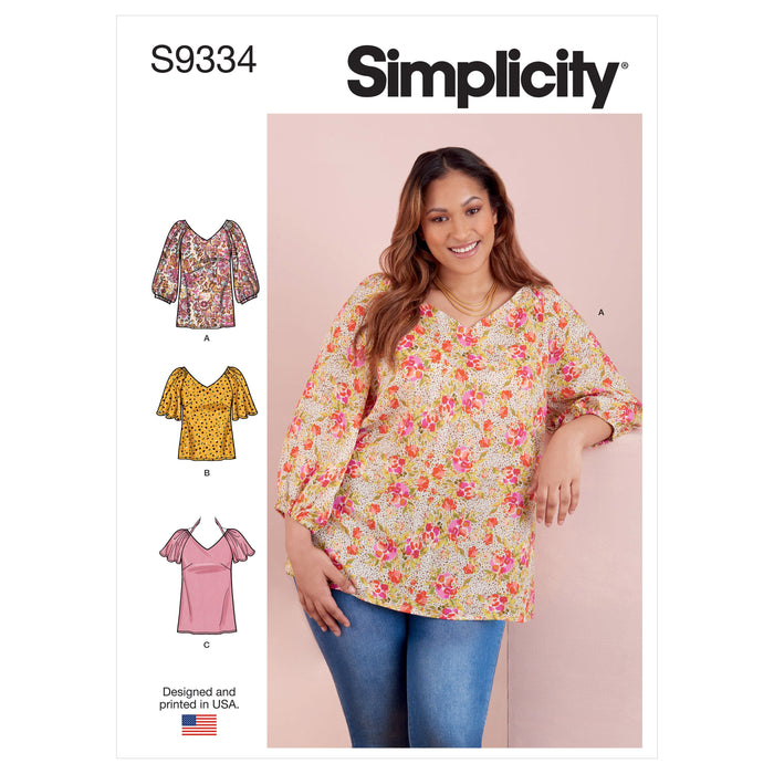 Simplicity Sewing Pattern S9334 Misses' and Women's Tops from Jaycotts Sewing Supplies