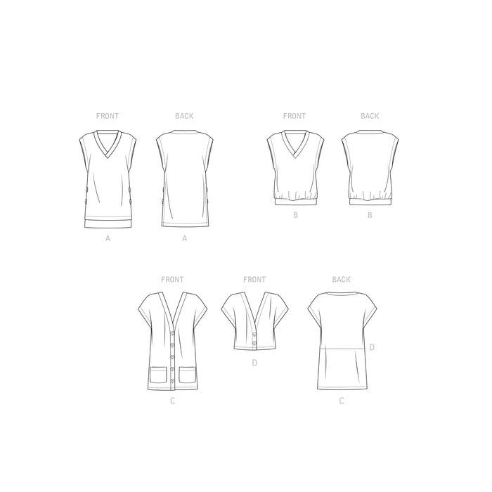 Simplicity Sewing Pattern 9374 Misses' Knit Vests from Jaycotts Sewing Supplies