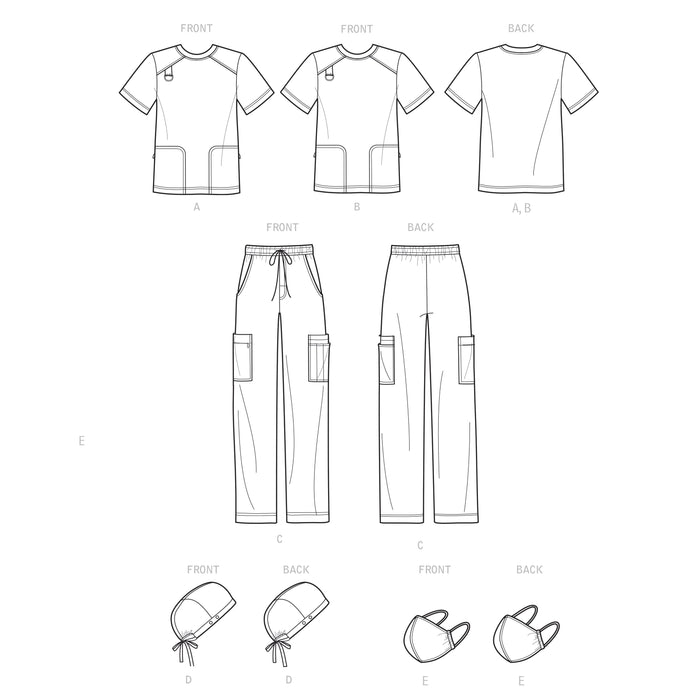 Simplicity Sewing Pattern 9387 Unisex Knit Scrub Tops, Pants, Cap and Mask from Jaycotts Sewing Supplies