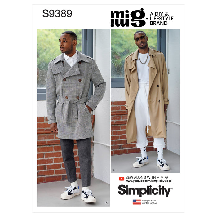 Simplicity Sewing Pattern 9389 Men's Trench Coat in Two Lengths from Jaycotts Sewing Supplies