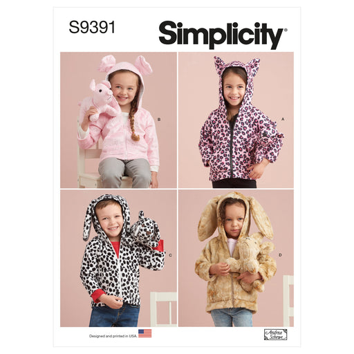 Simplicity Sewing Pattern 9391 Toddlers' Jackets and Small Plush Animals from Jaycotts Sewing Supplies