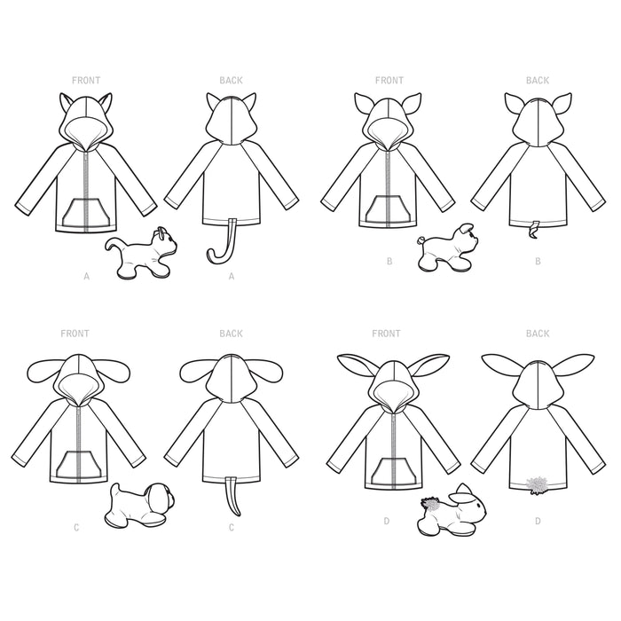 Simplicity Sewing Pattern 9391 Toddlers' Jackets and Small Plush Animals from Jaycotts Sewing Supplies