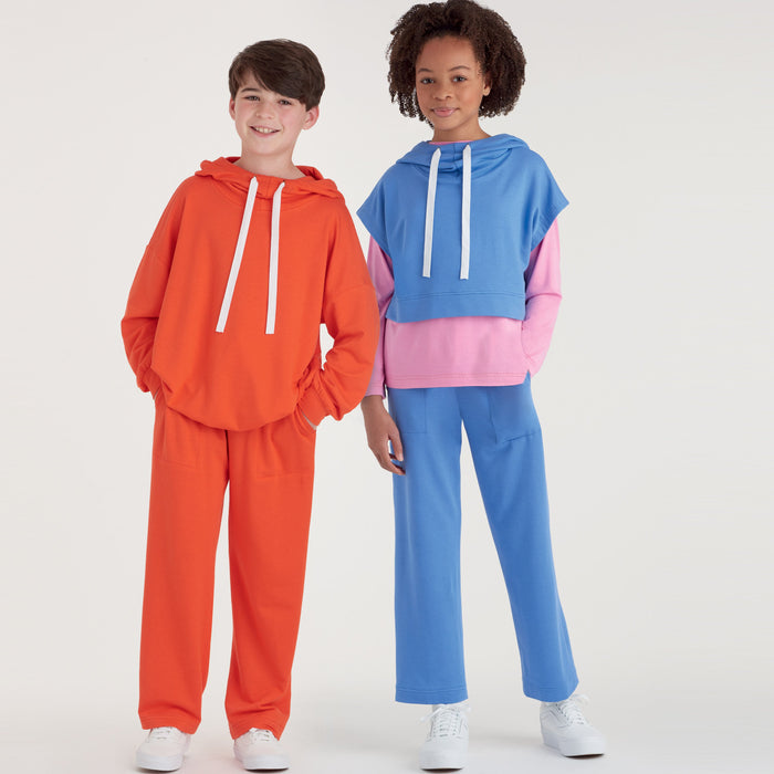 Simplicity Sewing Pattern 9394 Boys' and Girls' Oversized Knit Hoodies, Pants and Tops from Jaycotts Sewing Supplies