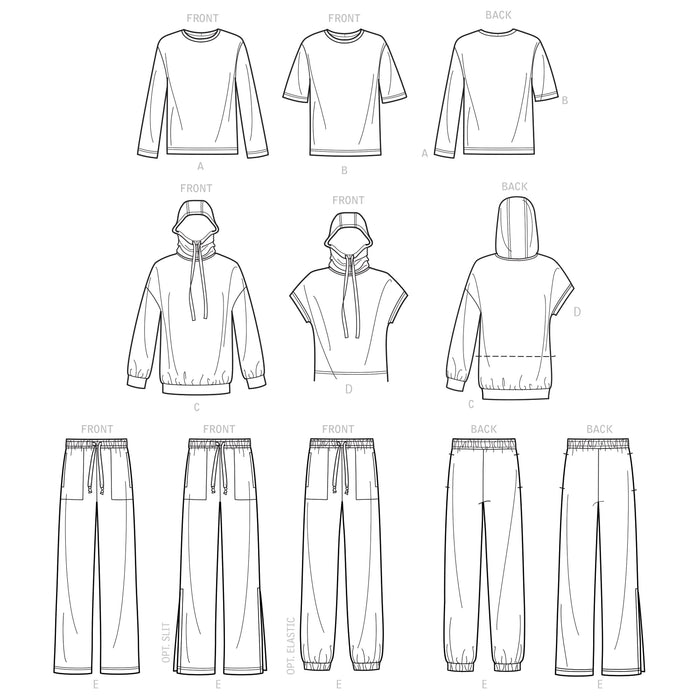 Simplicity Sewing Pattern 9394 Boys' and Girls' Oversized Knit Hoodies, Pants and Tops from Jaycotts Sewing Supplies