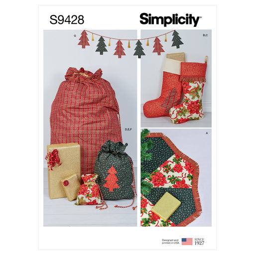 Simplicity Sewing Pattern 9428 Christmas Stockings and accessories from Jaycotts Sewing Supplies