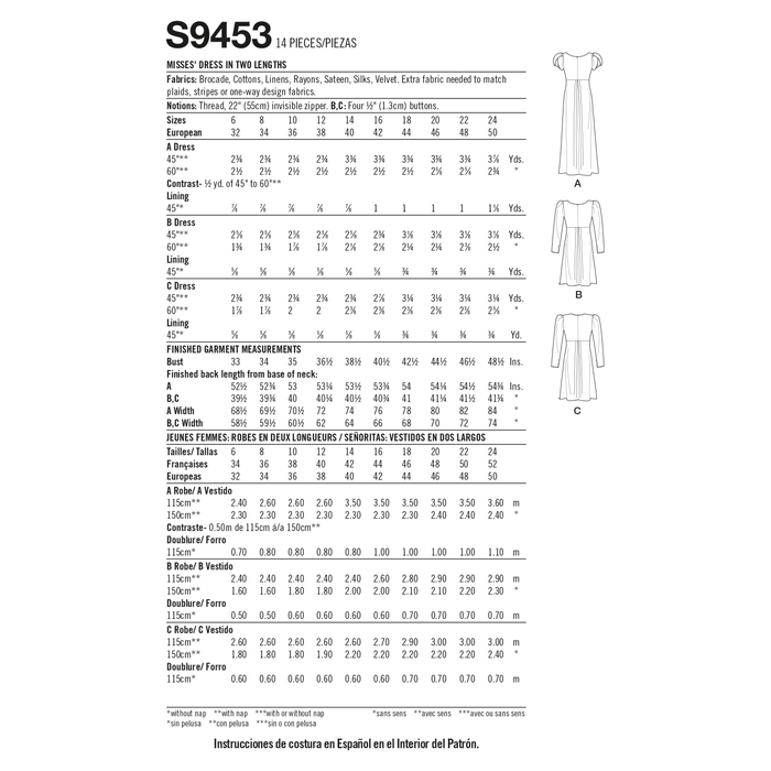 Simplicity Sewing Pattern 9453 Misses' Dress from Jaycotts Sewing Supplies