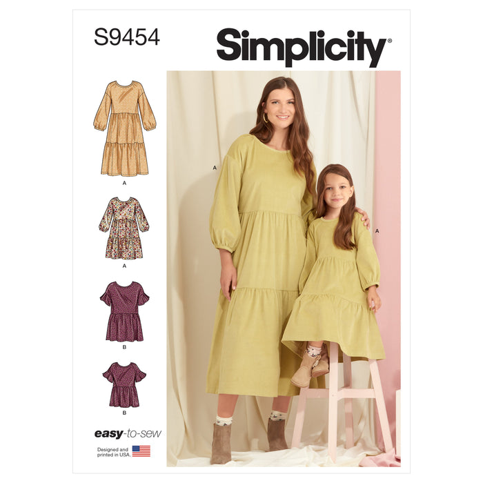 Simplicity Pattern 9454 Children's and Misses' Dress and Top from Jaycotts Sewing Supplies