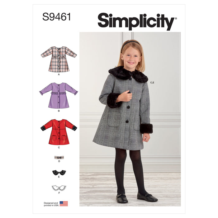 Simplicity Sewing Pattern 9461 Children's Coat from Jaycotts Sewing Supplies