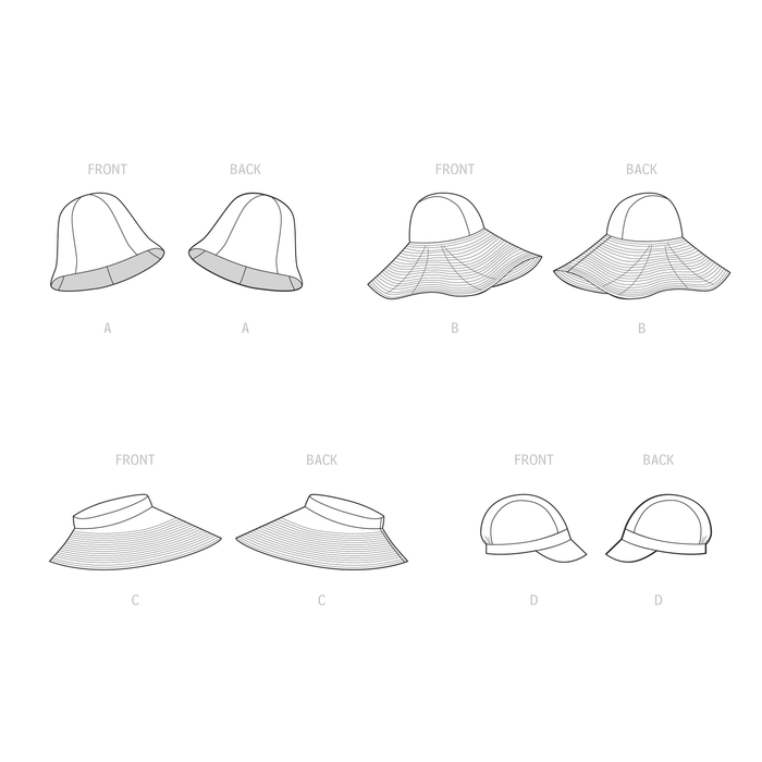 Simplicity 9505 Hats in Four Styles pattern from Jaycotts Sewing Supplies