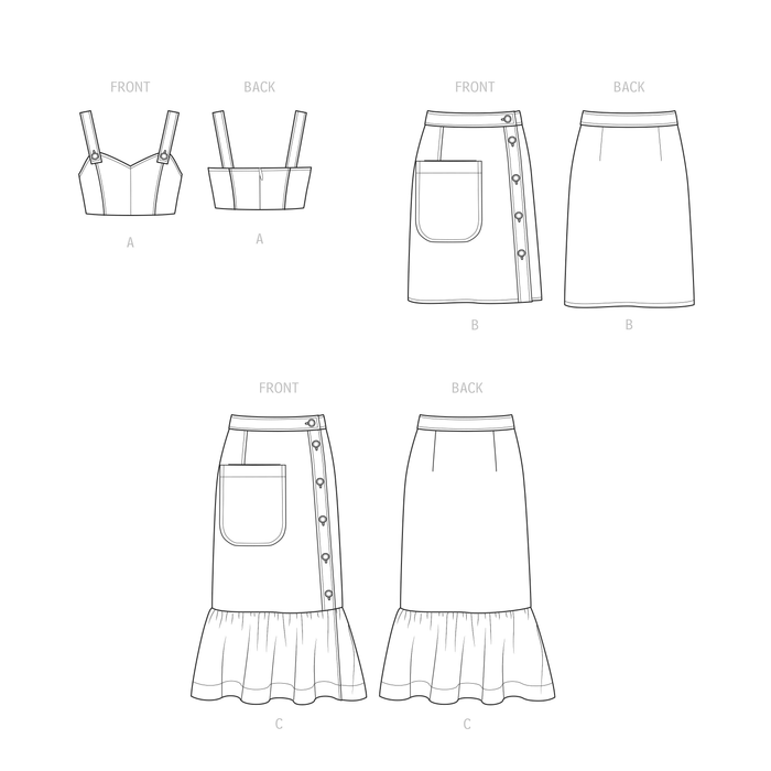Simplicity 9552 Crop Top and Skirts pattern from Jaycotts Sewing Supplies