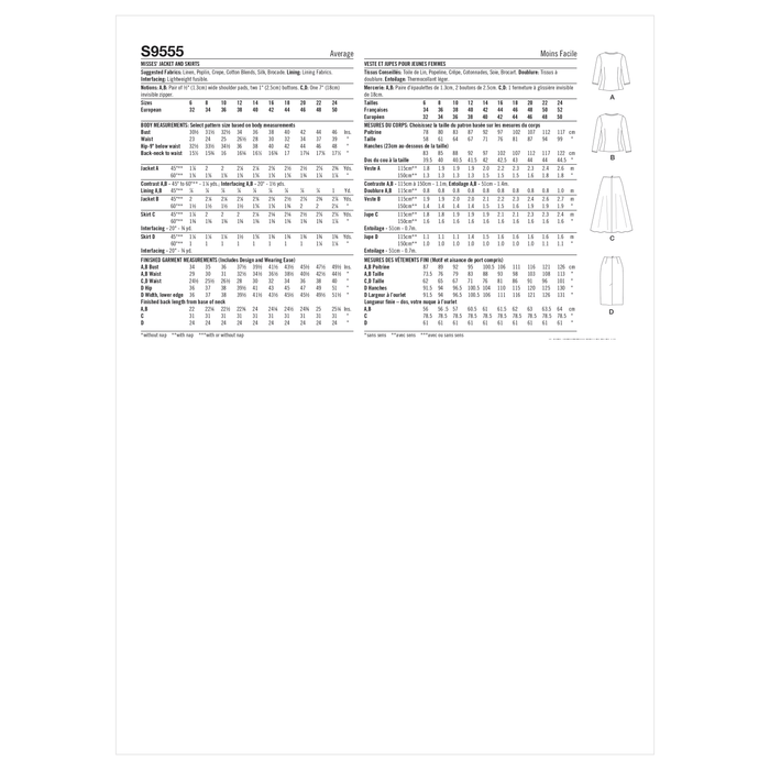Simplicity 9555 Misses' Jacket and Skirts pattern from Jaycotts Sewing Supplies