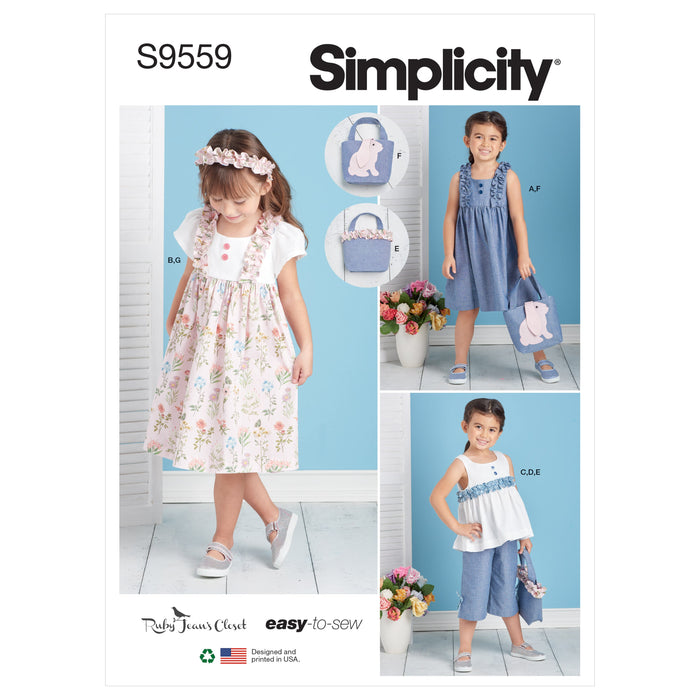 Simplicity 9559 Children's Dress, Top and bags pattern from Jaycotts Sewing Supplies