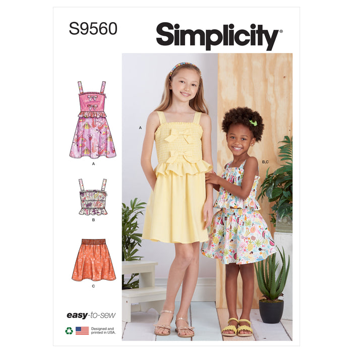 Simplicity 9560 Girls' Dress, Top and Skirt pattern from Jaycotts Sewing Supplies