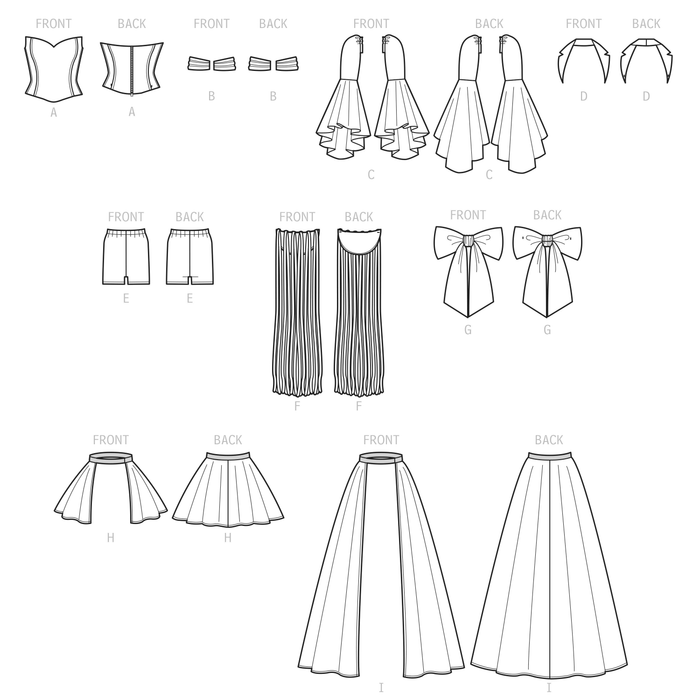 Simplicity 9576 Corset, Sleeves, Collar, Shorts and Skirts pattern from Jaycotts Sewing Supplies