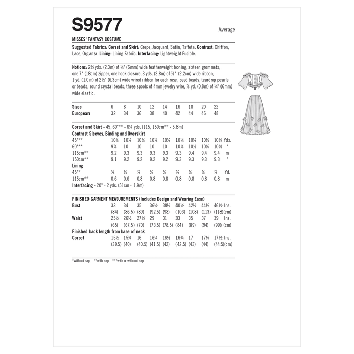 Simplicity 9577 Misses' Fantasy Costume pattern from Jaycotts Sewing Supplies