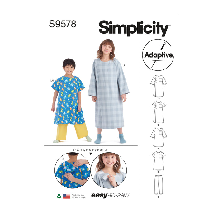 Simplicity Sewing Pattern 9578 Children's Recovery Gowns and Pants from Jaycotts Sewing Supplies