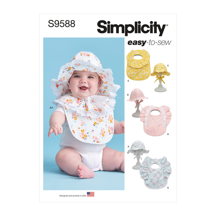Simplicity Sewing Pattern 9588 Babies' Hats and Bibs from Jaycotts Sewing Supplies