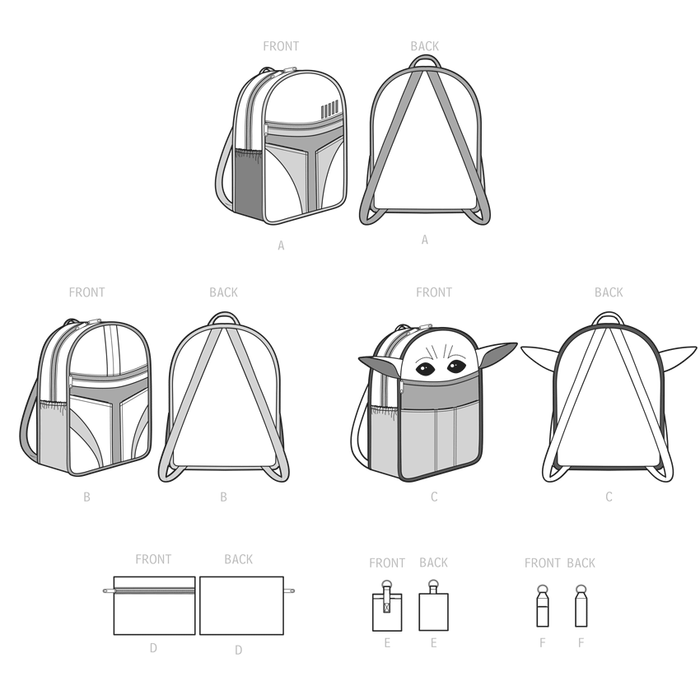 Simplicity sewing pattern 9619 Disney Star Wars Backpacks and Accessories from Jaycotts Sewing Supplies