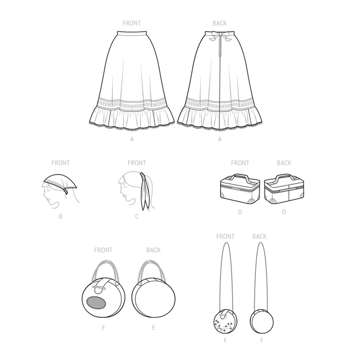 Simplicity sewing pattern 9631 Misses' Pettiskirt, Hair Accessories and Purse from Jaycotts Sewing Supplies