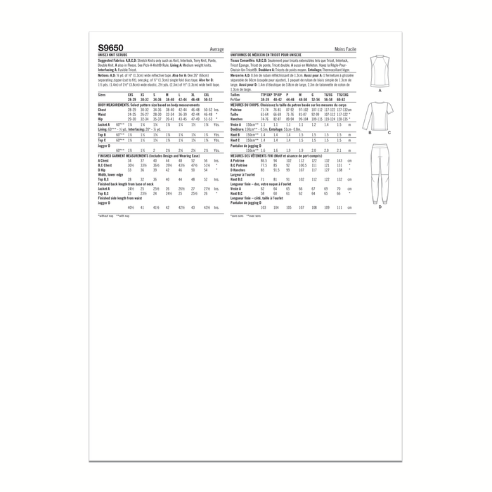 Simplicity 9650 Unisex Scrubs sewing pattern from Jaycotts Sewing Supplies