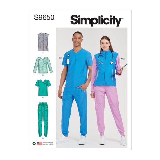 Simplicity 9650 Unisex Scrubs sewing pattern from Jaycotts Sewing Supplies