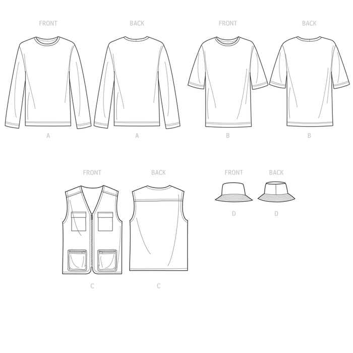 Simplicity sewing pattern 9651 Men's Knit Top, Vest and Hat from Jaycotts Sewing Supplies