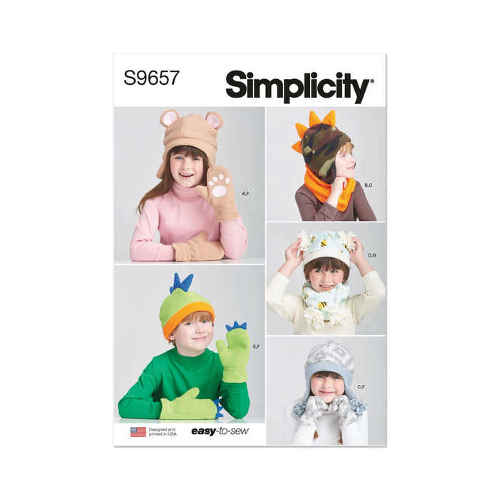Simplicity pattern 9657 Children's Hats, Mittens and scarves from Jaycotts Sewing Supplies