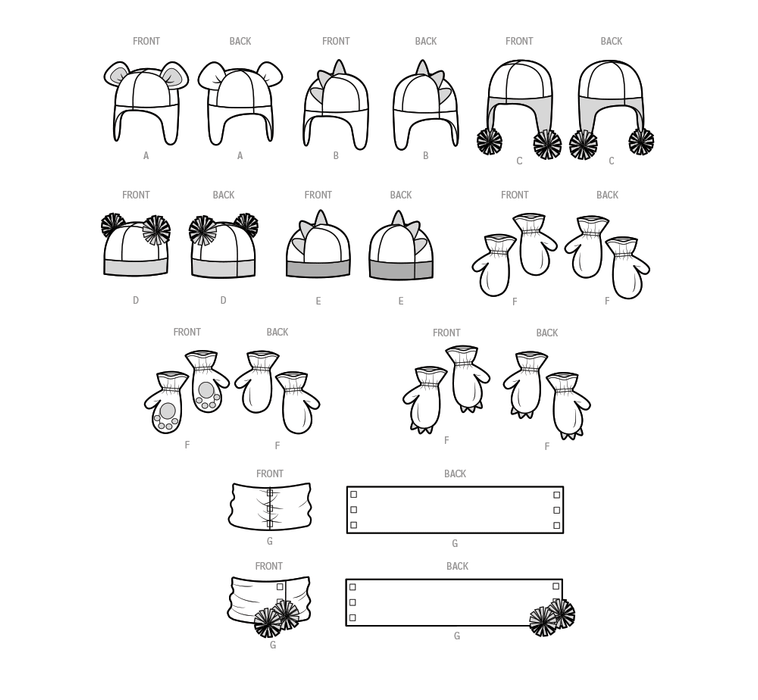 Simplicity pattern 9657 Children's Hats, Mittens and scarves from Jaycotts Sewing Supplies