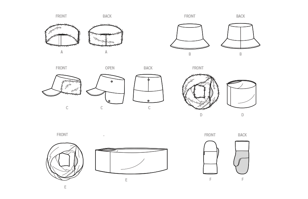 Simplicity pattern 9658 Misses' Hats, Headband, Mittens, Cowl and Infinity Scarf from Jaycotts Sewing Supplies