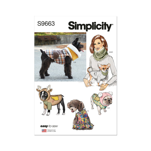 Simplicity pattern 9663 Pet Coats with Optional Hoods and Cowls from Jaycotts Sewing Supplies
