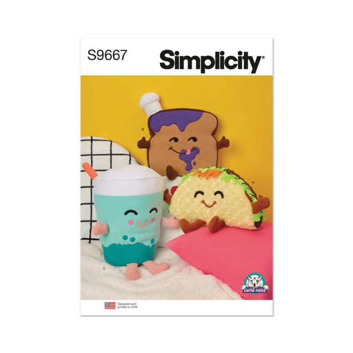 Simplicity pattern 9667 Plush Toys Taco, Toast and Bubble Tea by Carla Reiss from Jaycotts Sewing Supplies