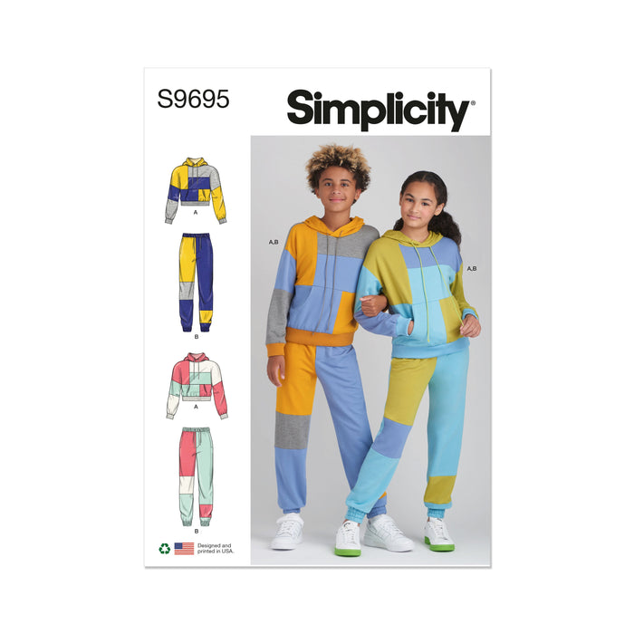 Simplicity pattern 9695 Girls' and Boys' Hoodie and Jogger Set from Jaycotts Sewing Supplies