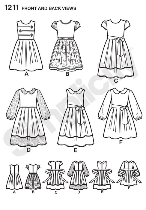 Simplicity Pattern 1211 Girls' Dresses Pattern from Jaycotts Sewing Supplies