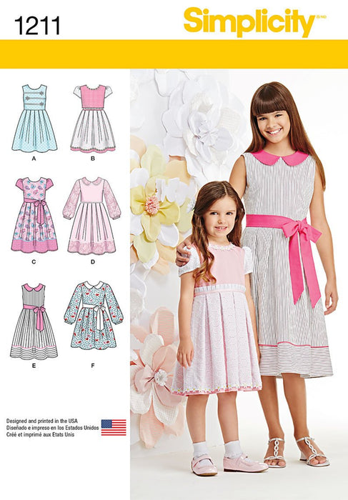 Simplicity Pattern 1211 Girls' Dresses Pattern from Jaycotts Sewing Supplies