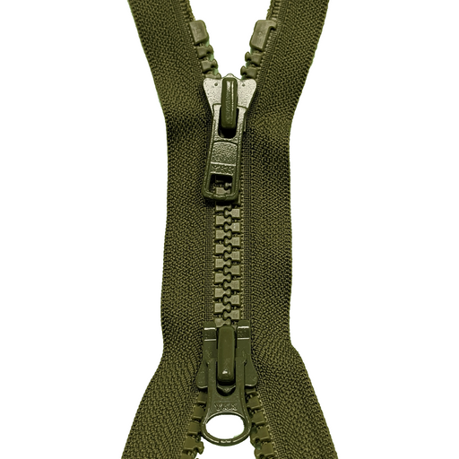 YKK Open End Zip - TWO WAY Plastic KHAKI from Jaycotts Sewing Supplies