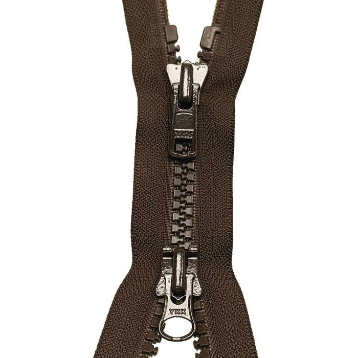 YKK Open End Zip - TWO WAY Plastic BROWN from Jaycotts Sewing Supplies