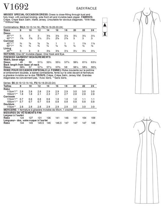 Vogue 1692 Special Occasion Dress sewing pattern from Jaycotts Sewing Supplies