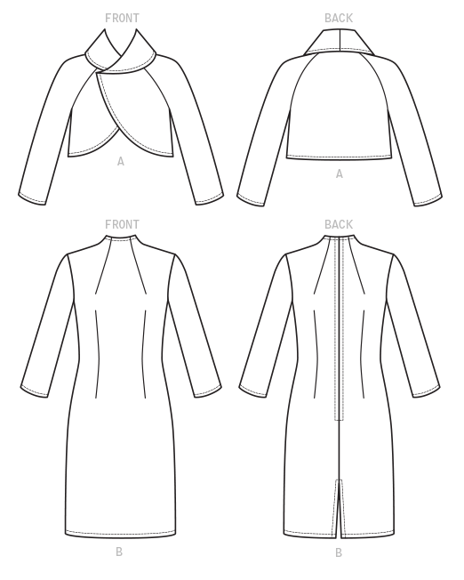 Vogue sewing pattern 1736 Lined Raglan-Sleeve Jacket and Funnel-Neck Dress from Jaycotts Sewing Supplies