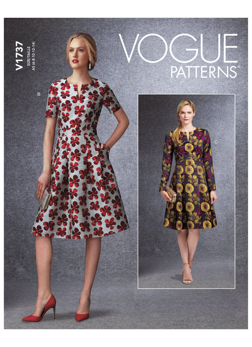 Vogue sewing pattern 1737 Fit-And-Flare Dresses with Waistband and Pockets from Jaycotts Sewing Supplies