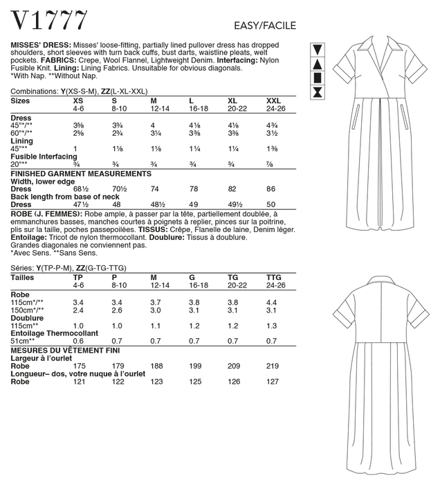 Vogue 1777 Dress Pattern, Easy to Sew from Jaycotts Sewing Supplies