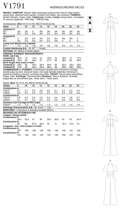 Vogue 1791 Jumpsuits Pattern from Jaycotts Sewing Supplies