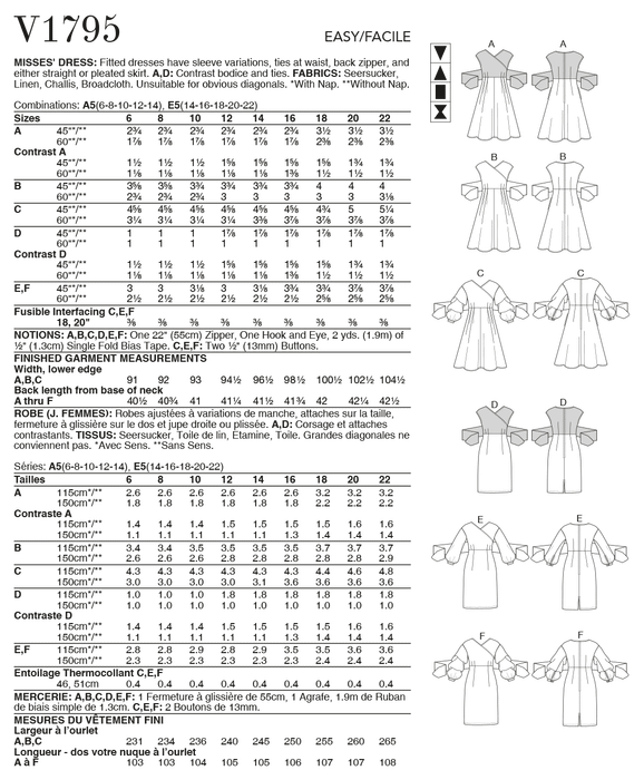 Vogue 1795 Dress Pattern, Easy to Sew from Jaycotts Sewing Supplies