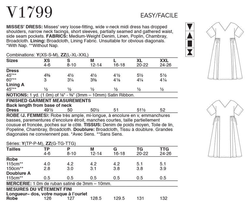 Vogue Sewing pattern 1799 Misses' Dress from Jaycotts Sewing Supplies