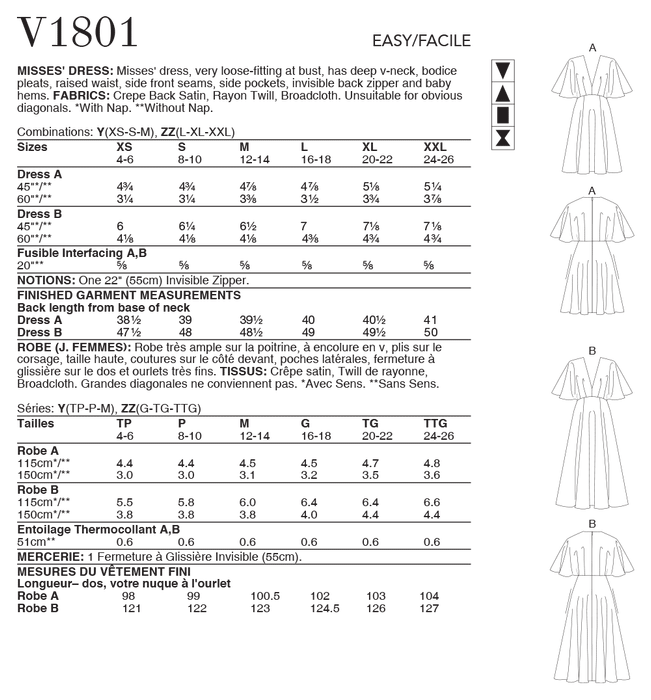 Vogue Sewing pattern 1801 Misses' Dresses from Jaycotts Sewing Supplies