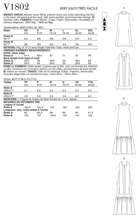 Vogue Sewing pattern 1802 Misses' Dresses from Jaycotts Sewing Supplies