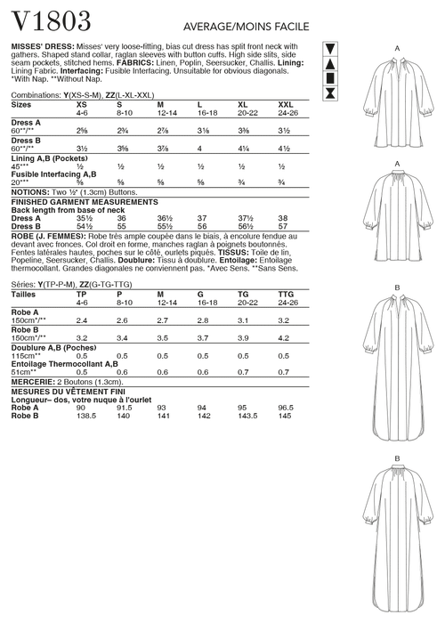 Vogue Sewing pattern 1803 Misses' Dresses from Jaycotts Sewing Supplies